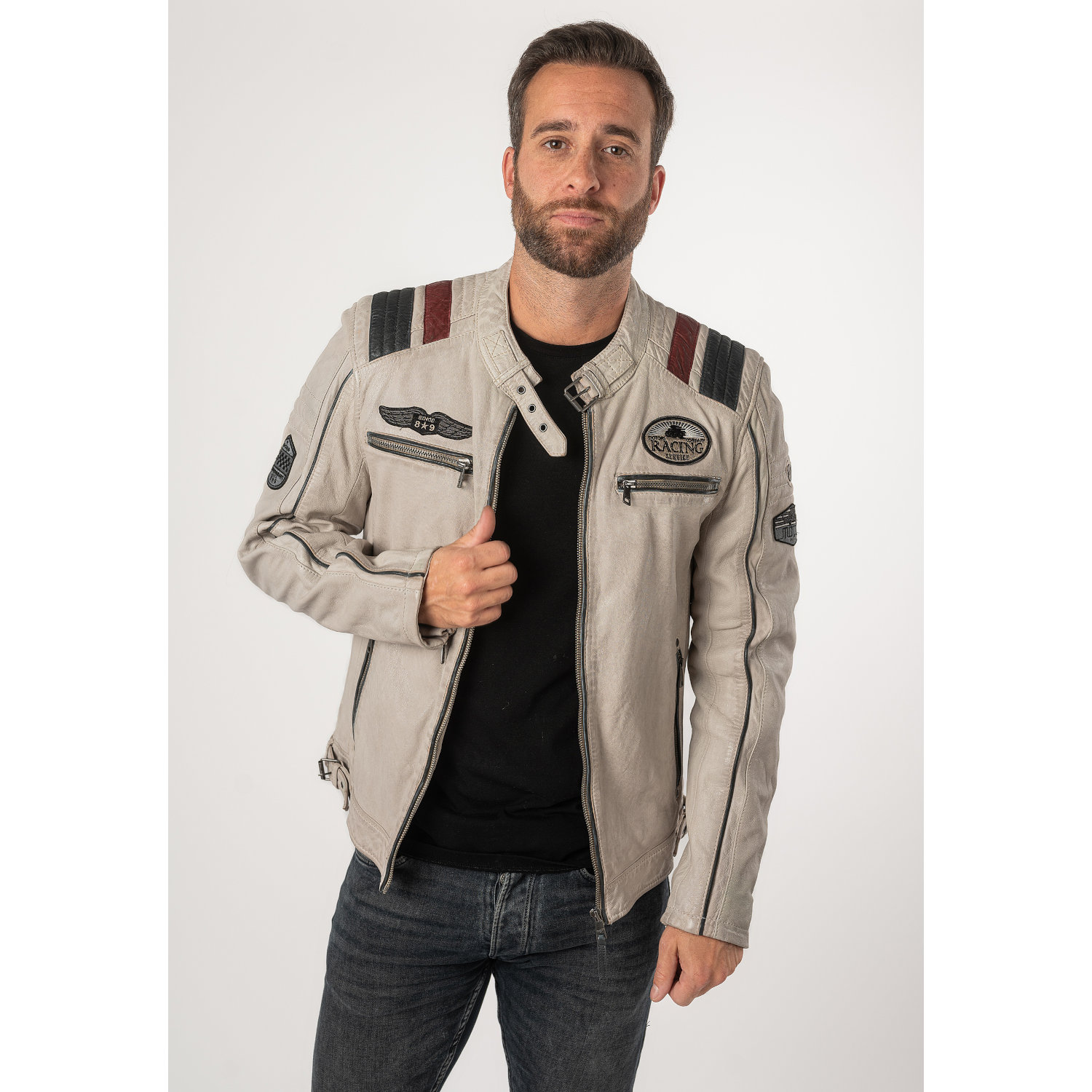 Męska skórzana kurtka Mauritius Off White MMFurious – Kurtki skórzane