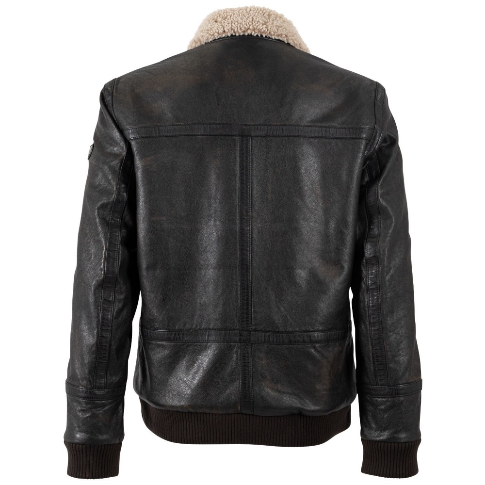Męska skórzana kurtka Mauritius Antyczna czerń MMFyol - readytowear