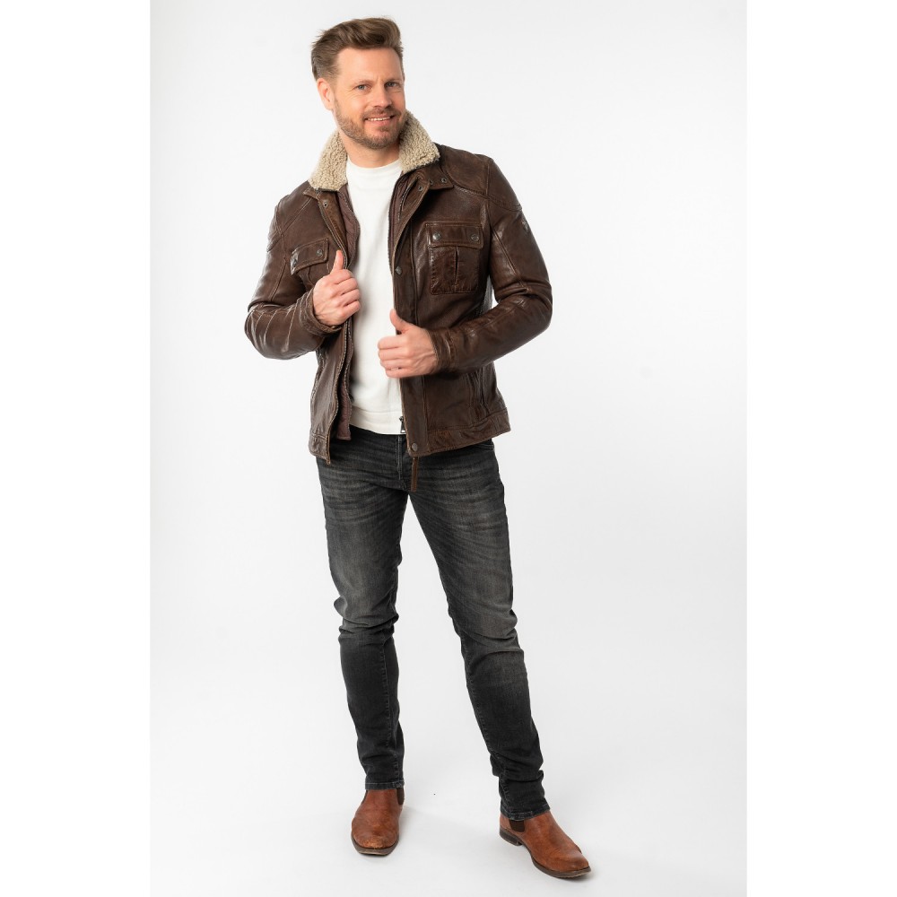 Męska skórzana kurtka Mauritius Brązowa MMGarreck - readytowear
