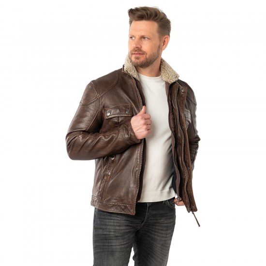 Męska skórzana kurtka Mauritius Brązowa MMGarreck