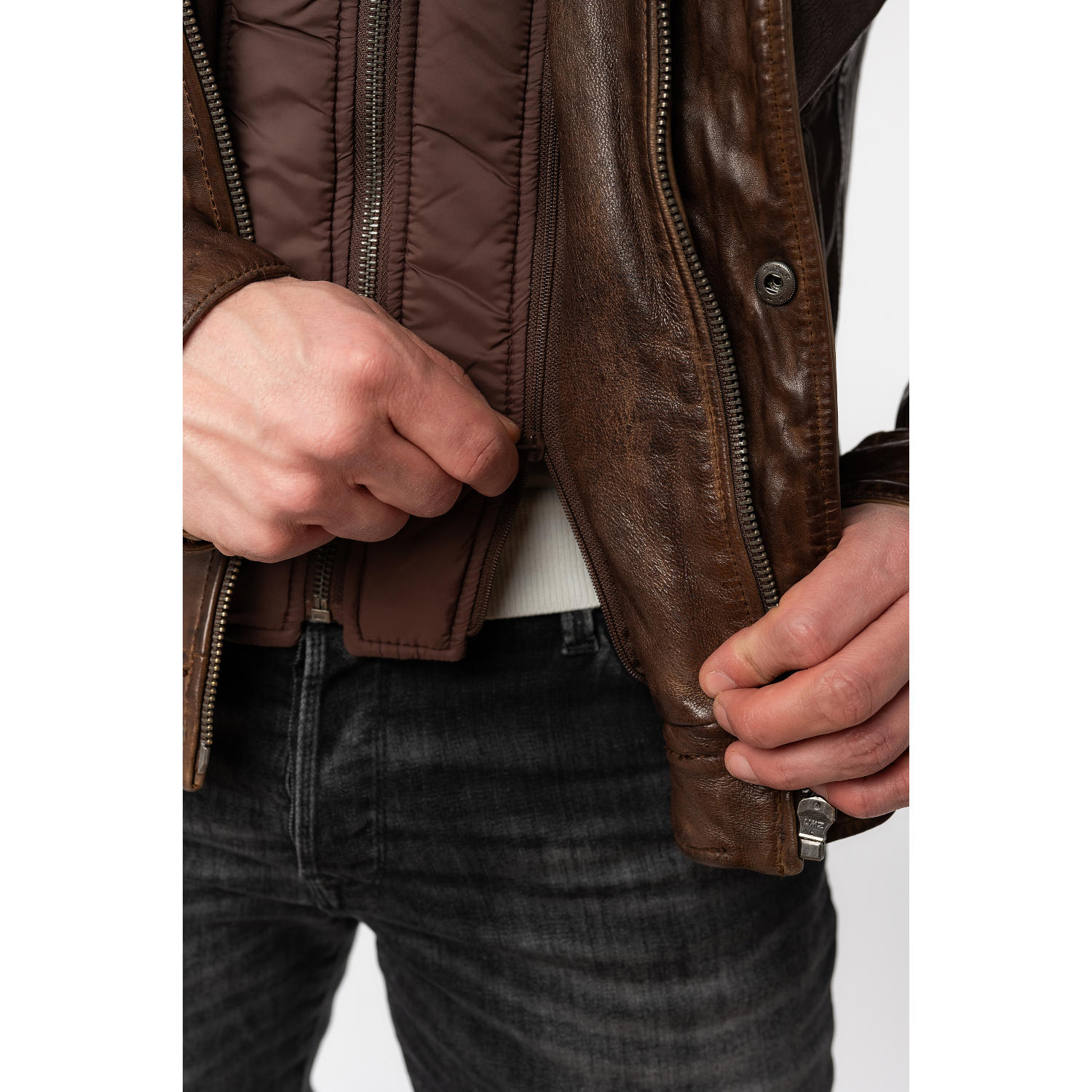 Męska skórzana kurtka Mauritius Brązowa MMGarreck – BLACK FRIDAY