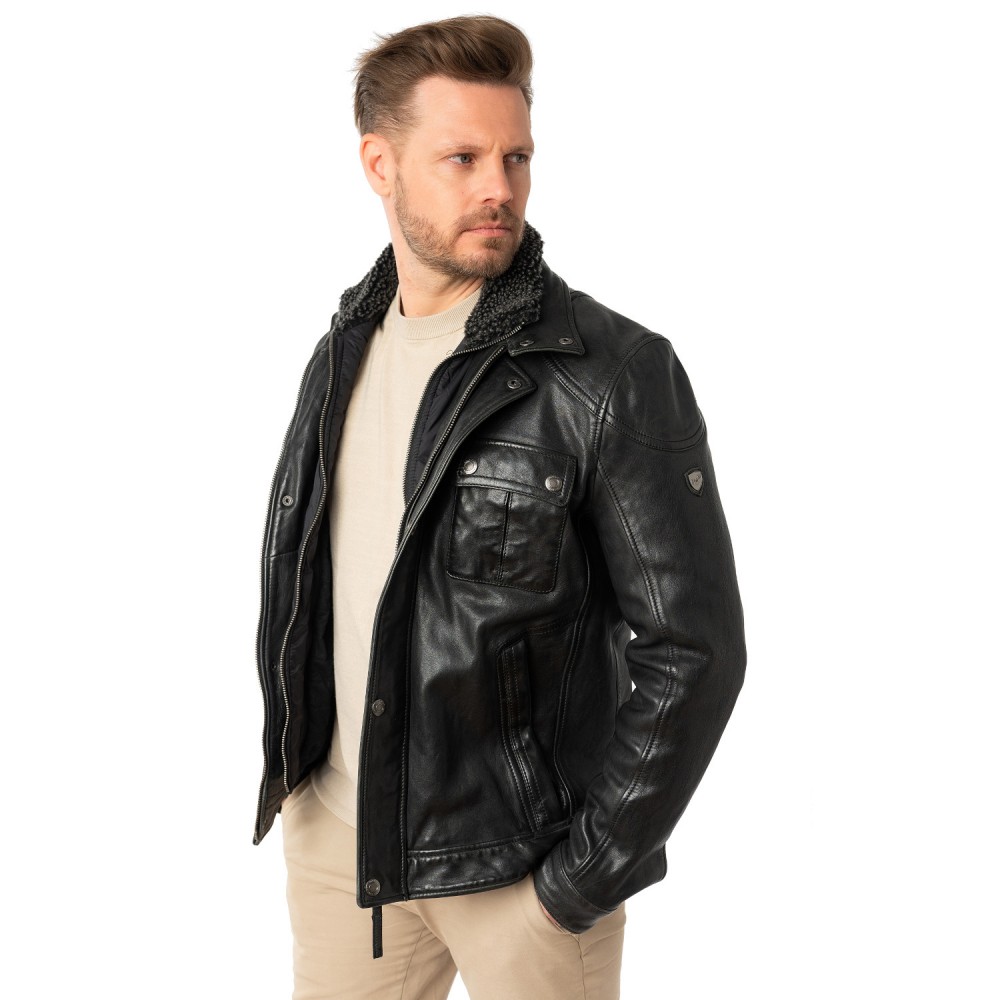 Męska skórzana kurtka Mauritius Czarna MMGarreck