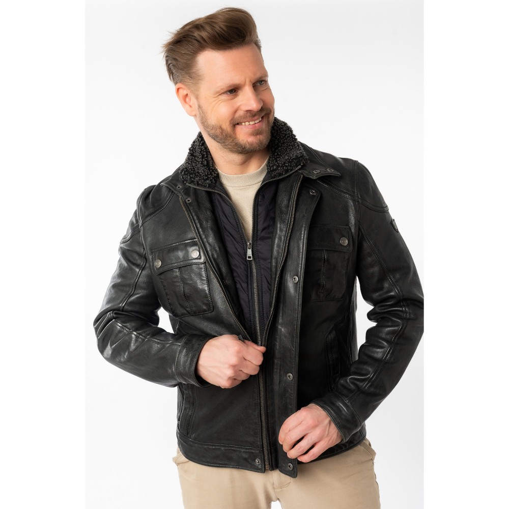 Męska skórzana kurtka Mauritius Czarna MMGarreck - readytowear