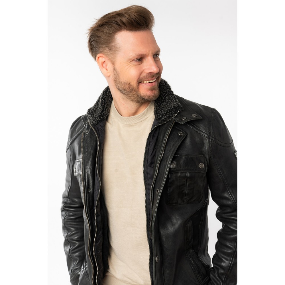 Męska skórzana kurtka Mauritius Czarna MMGarreck - readytowear