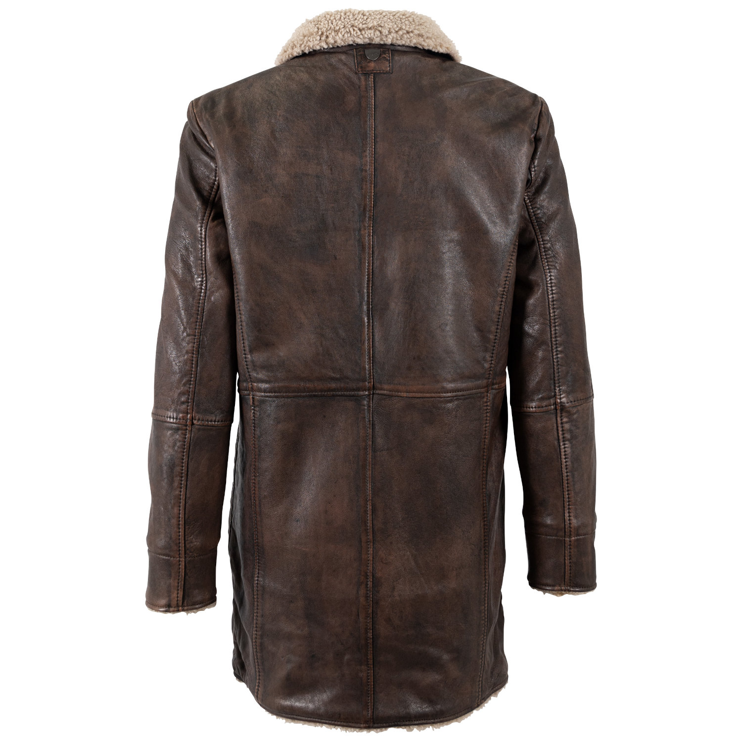 Męska długa zimowa kurtka skórzana Mauritius Antyczny brąz MMGrisz – Kurtki skórzane
