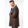Męska długa zimowa kurtka skórzana Mauritius Antyczny brąz MMGrisz – Kurtki skórzane