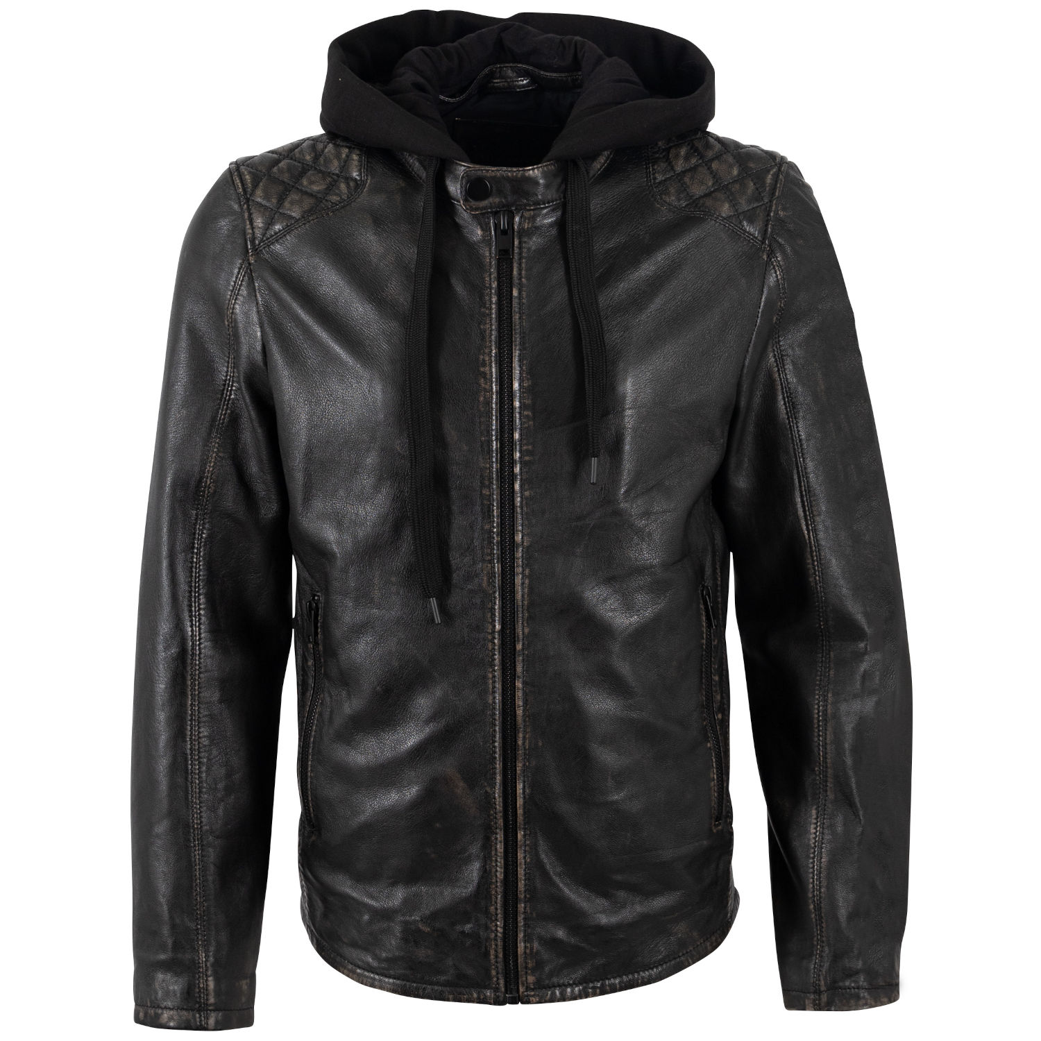 Męska skórzana kurtka Mauritius Antyczna czerń MMHayato 2 – Kurtki skórzane