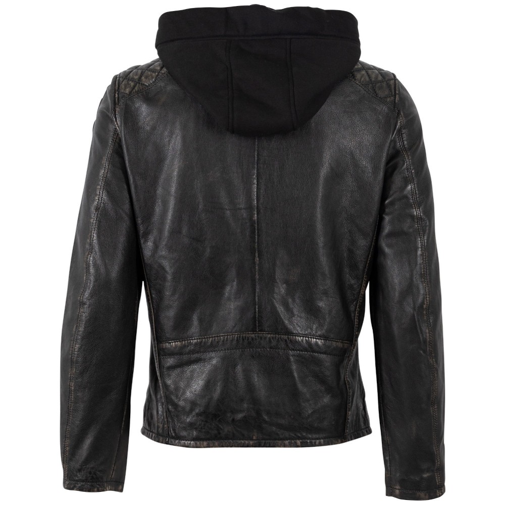 Męska skórzana kurtka Mauritius Antyczna czerń MMHayato - readytowear