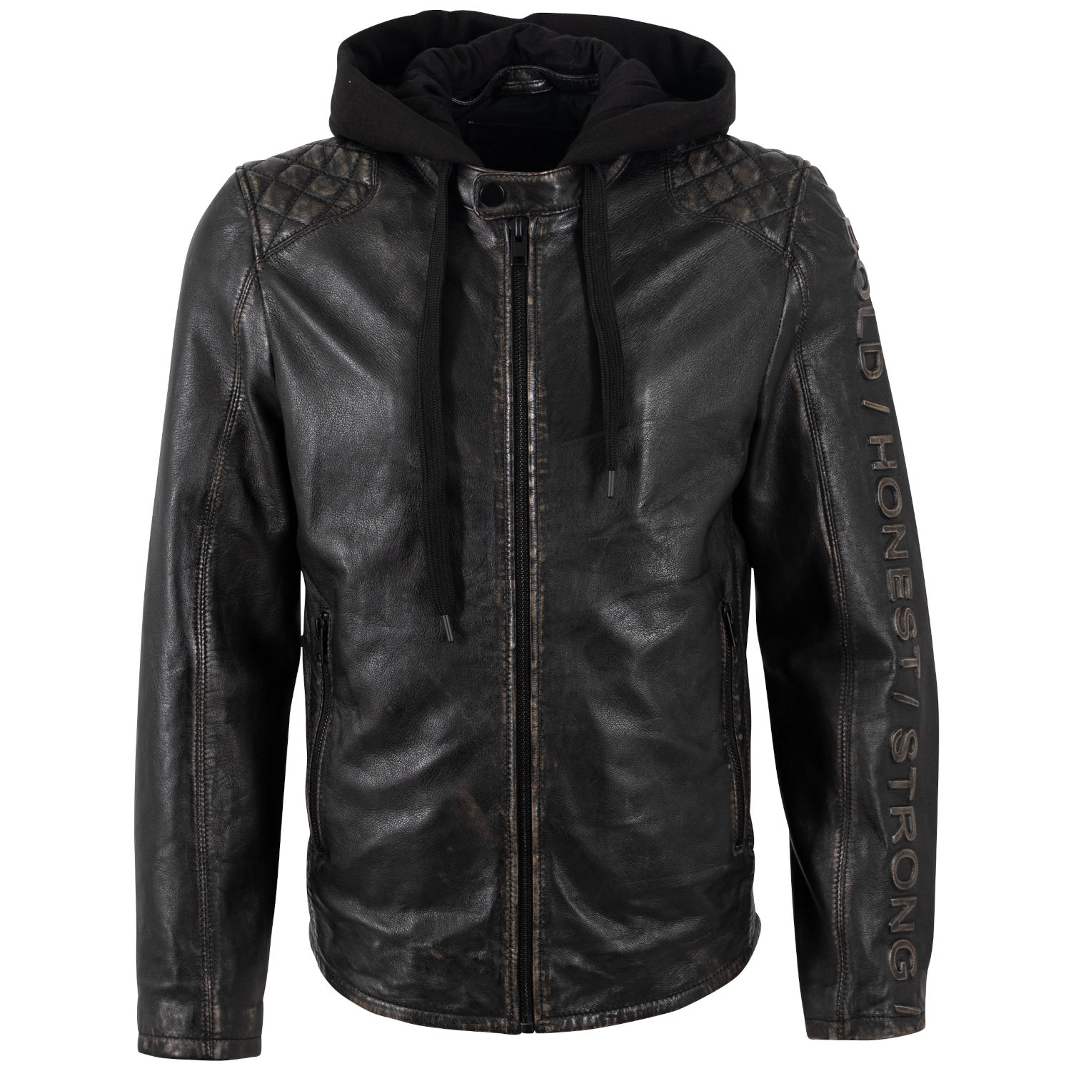 Męska skórzana kurtka Mauritius Antyczna czerń MMHayato – Kurtki skórzane