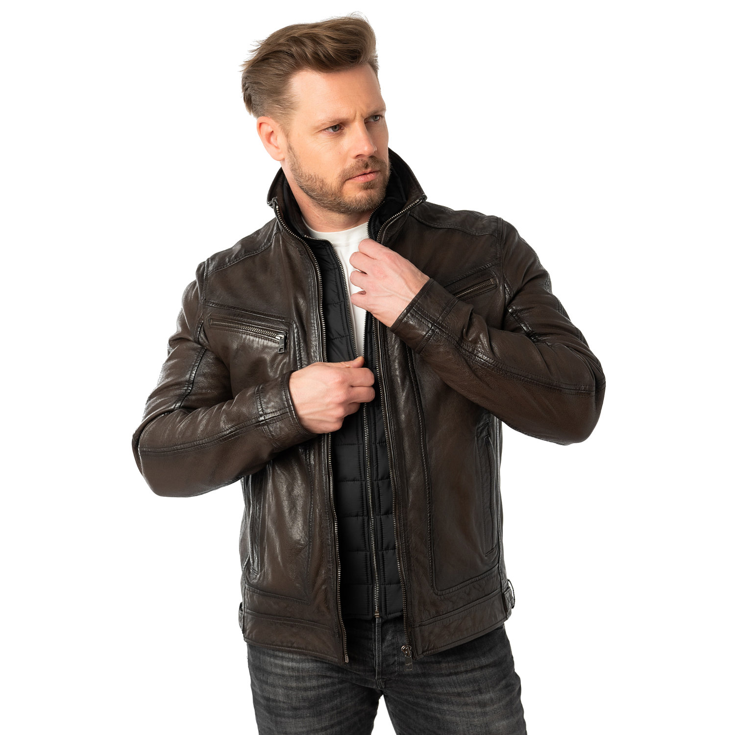 Skórzana Kurtka Męska Mauritius Ciemnobrązowa MMHennie – BLACK FRIDAY