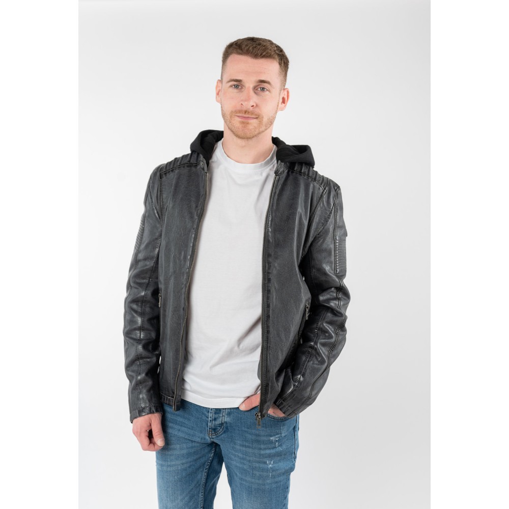 Męska skórzana kurtka Mauritius antracytowa MMHiran