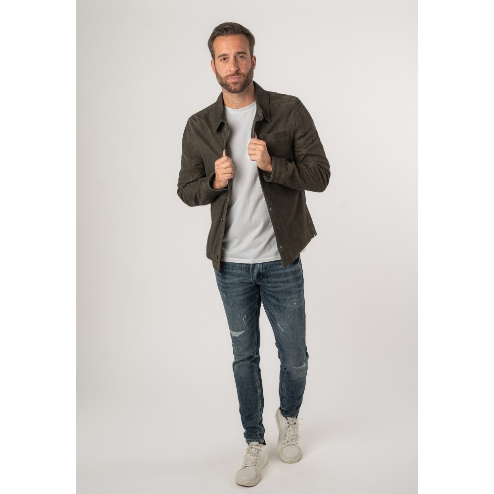 Męska skórzana koszula Mauritius Ciemnozielona MMJemmo - readytowear