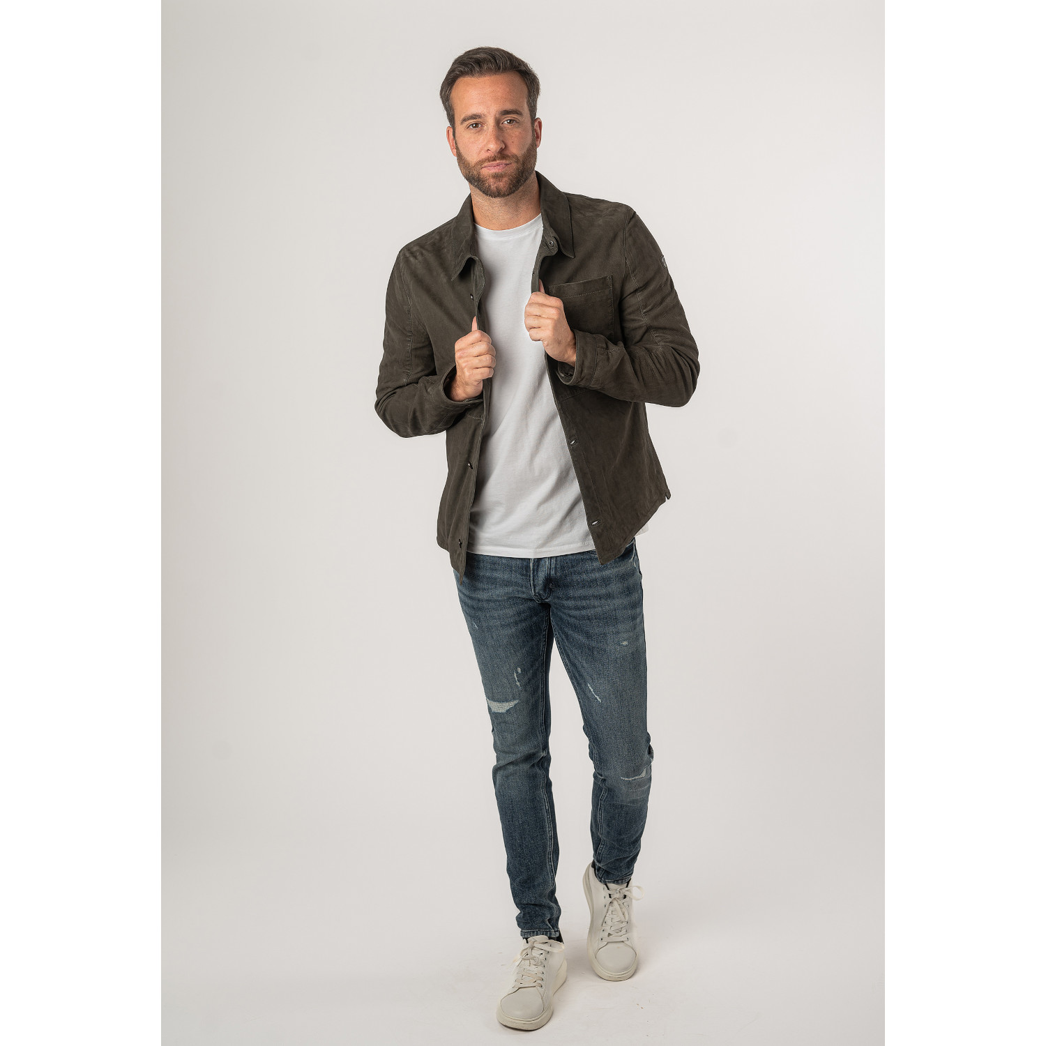 Męska skórzana koszula Mauritius Ciemnozielona MMJemmo – Koszule skórzane