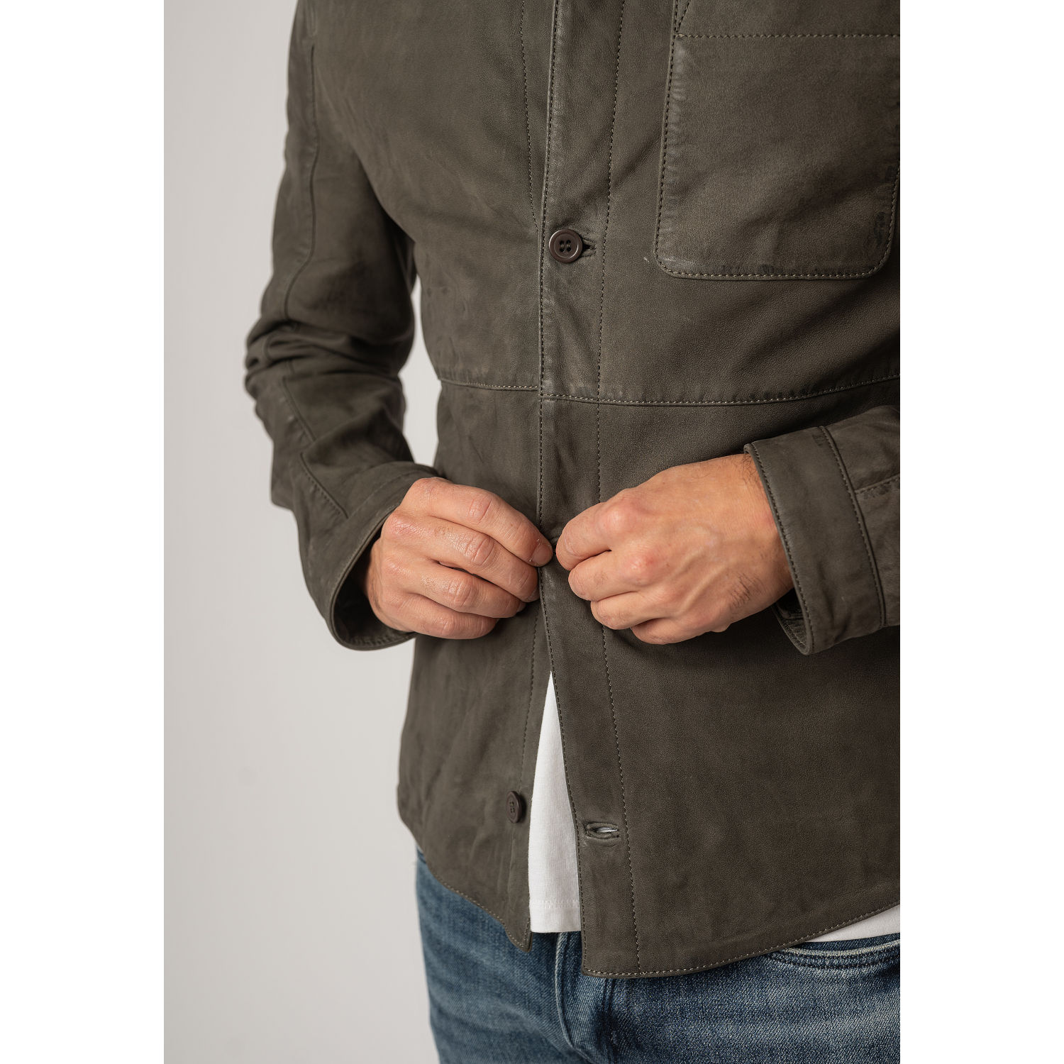 Męska skórzana koszula Mauritius Ciemnozielona MMJemmo – Koszule skórzane