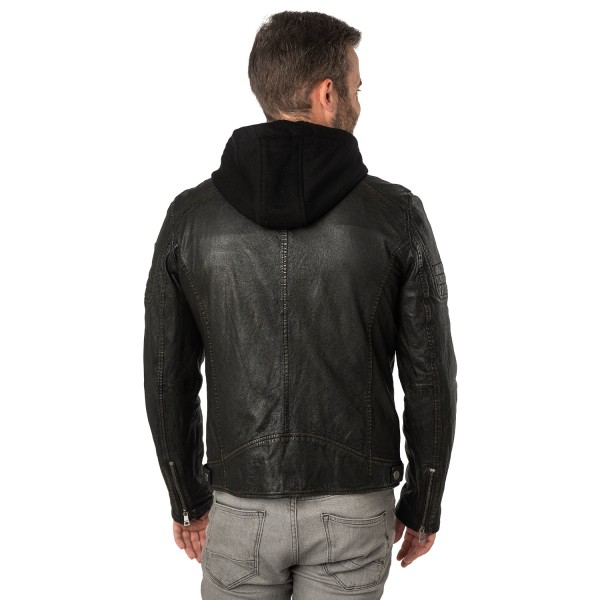 Męska skórzana kurtka Mauritius Czarno-beżowa MMJenno