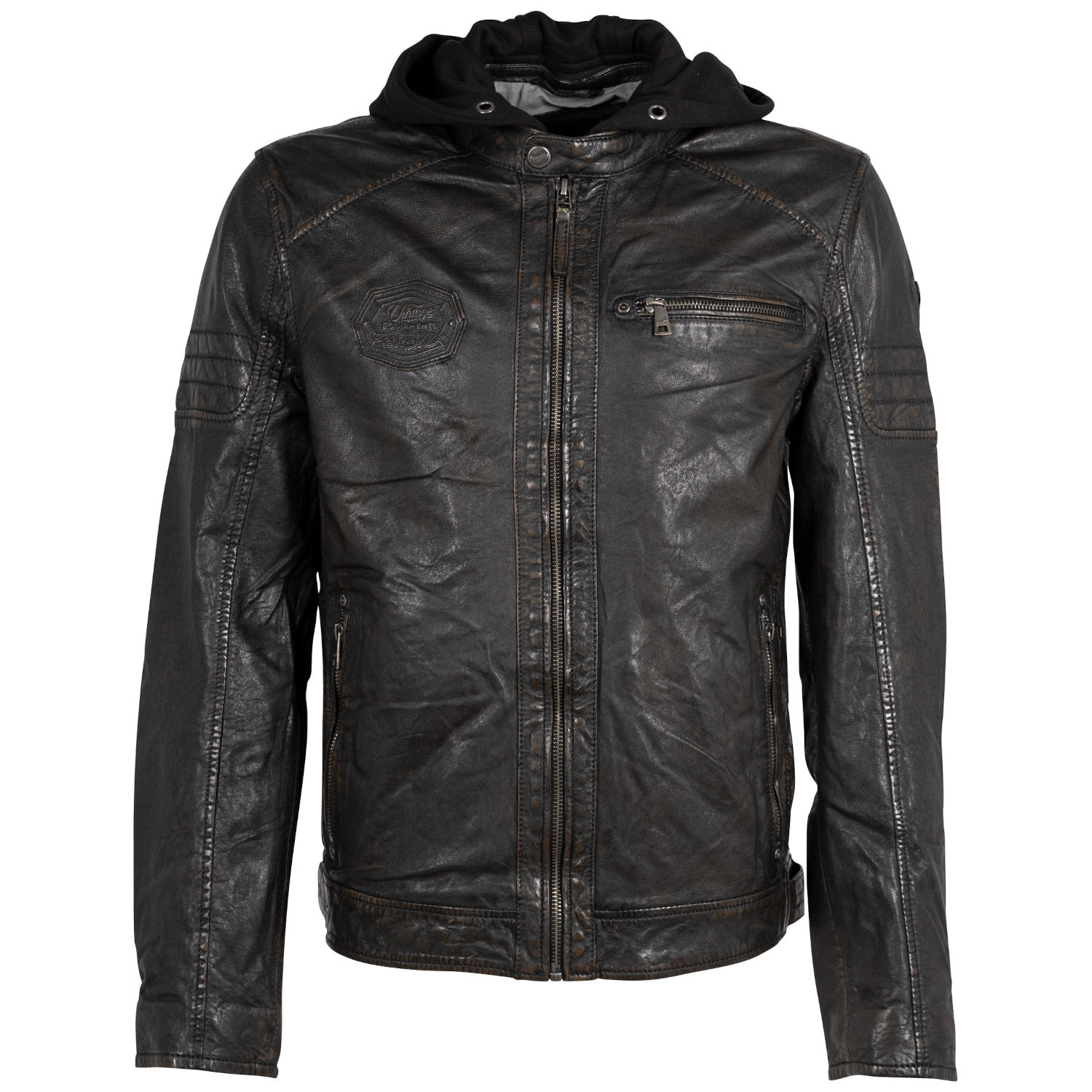 Męska skórzana kurtka Mauritius Czarno-beżowa MMJenno – Kurtki skórzane