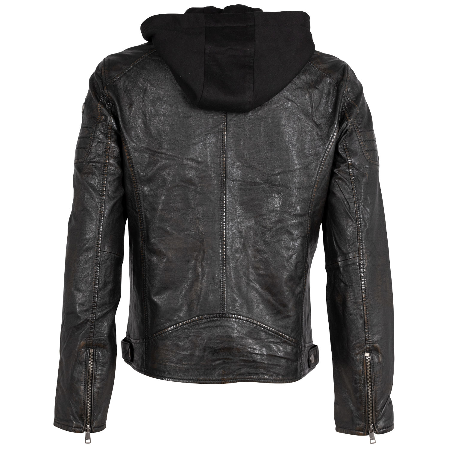 Męska skórzana kurtka Mauritius Czarno-beżowa MMJenno – Kurtki skórzane