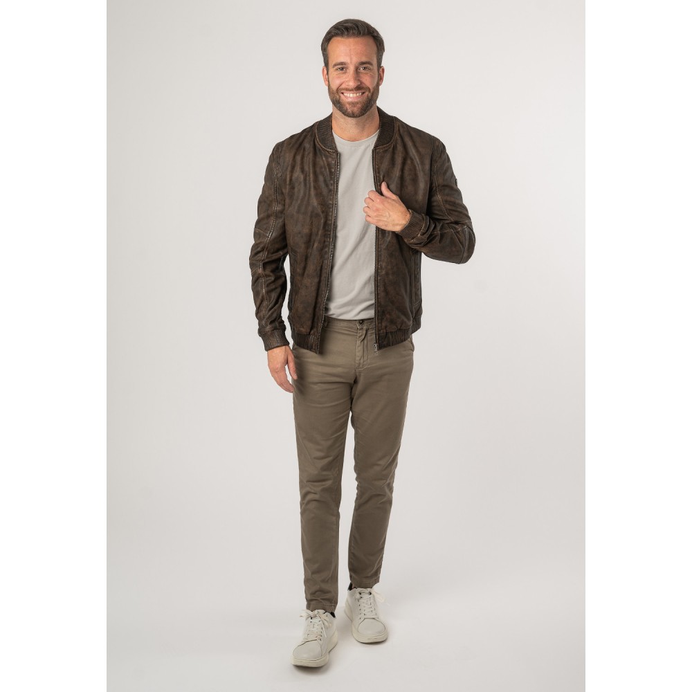 Męska skórzana kurtka Mauritius Brązowa MMJerros - readytowear