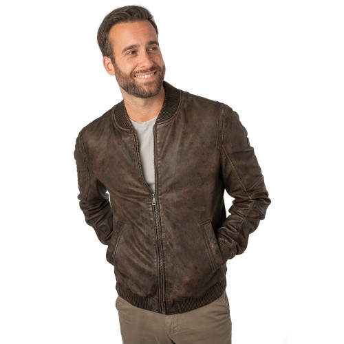 Męska skórzana kurtka Mauritius Brązowa MMJerros