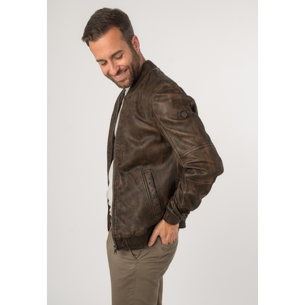 Męska skórzana kurtka Mauritius Brązowa MMJerros - readytowear