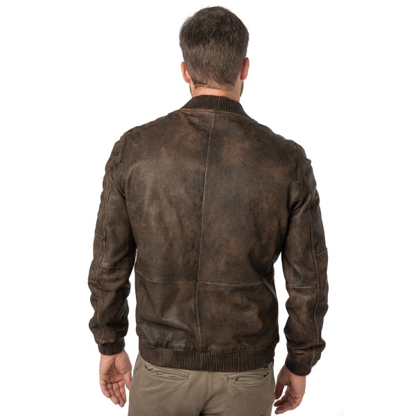 Męska skórzana kurtka Mauritius Brązowa MMJerros