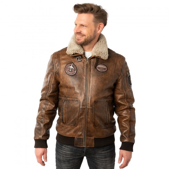 Skórzana Kurtka Męska Mauritius Brązowa MMJolvin