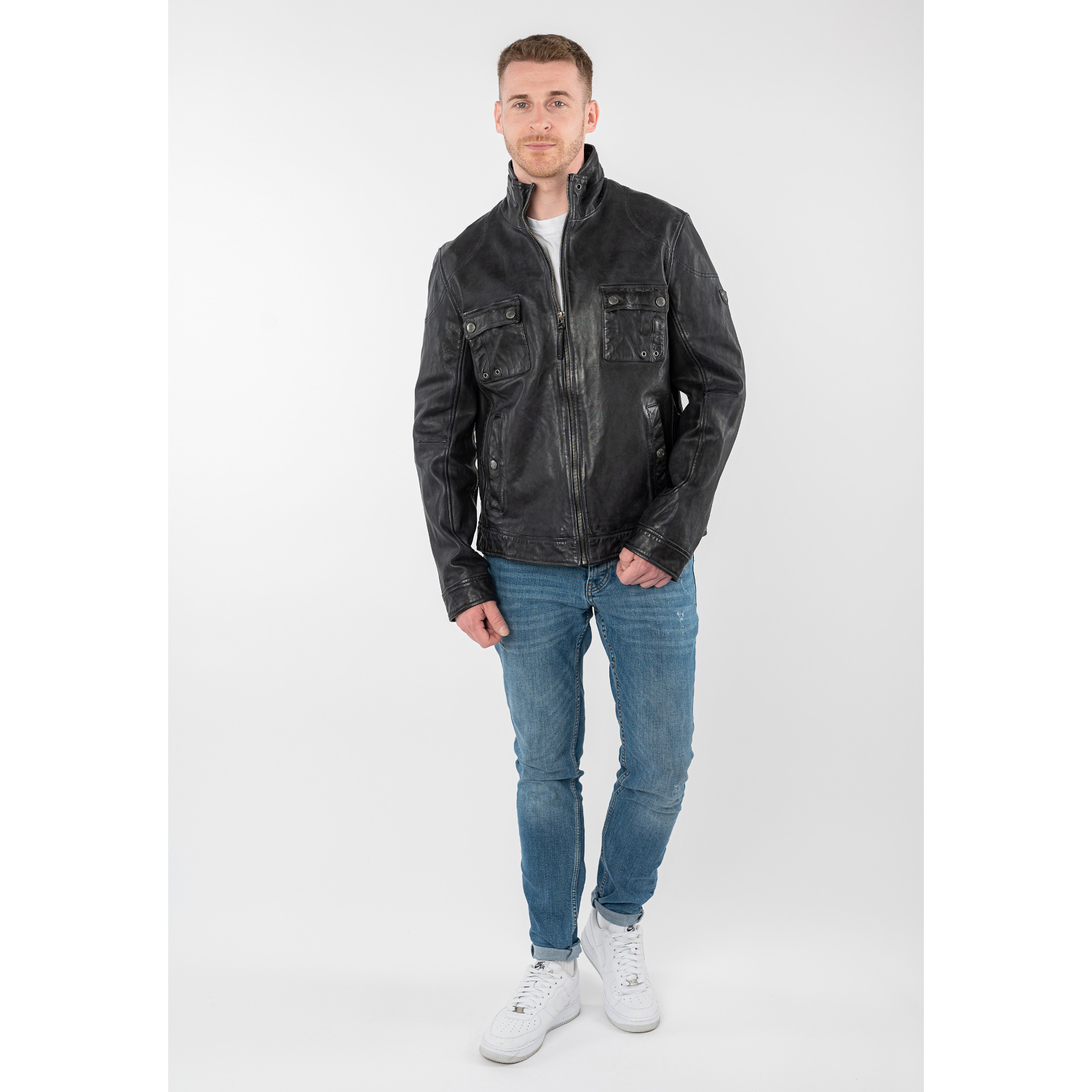 Męska skórzana kurtka Mauritius granatowa MMJorric