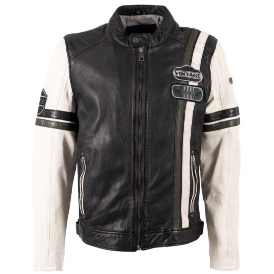 Męska skórzana kurtka Mauritius czarno-biała MMJusco