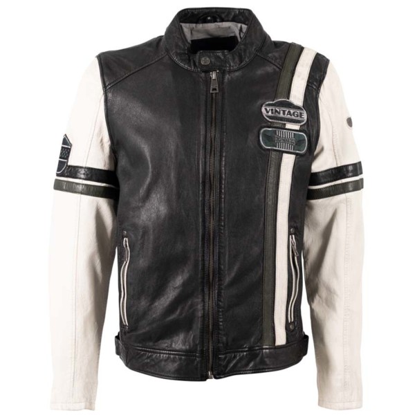 Męska skórzana kurtka Mauritius czarno-biała MMJusco