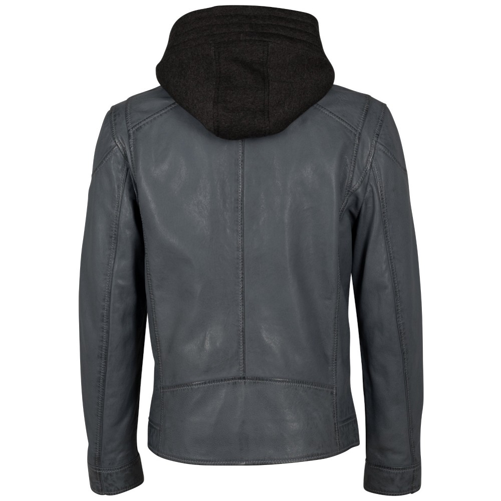 Męska skórzana kurtka Mauritius Niebiesko-szara MMKarlos - readytowear