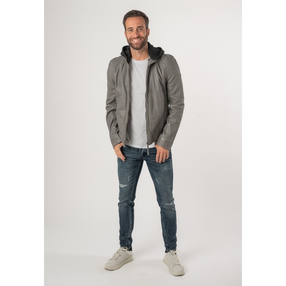 Męska skórzana kurtka Mauritius jasnoszara MMKarlos - readytowear