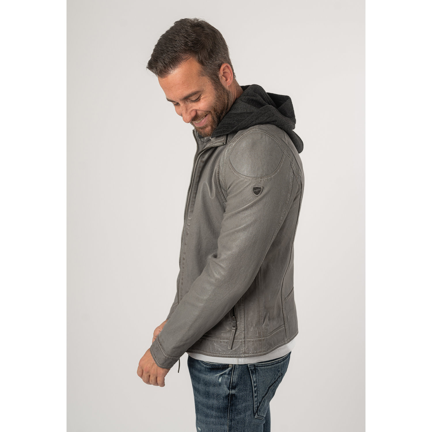 Męska skórzana kurtka Mauritius jasnoszara MMKarlos – Kurtki skórzane