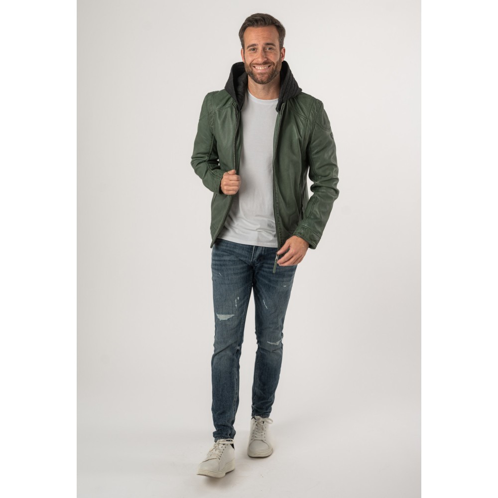 Męska skórzana kurtka Mauritius Ciemnozielona MMKarlos - readytowear