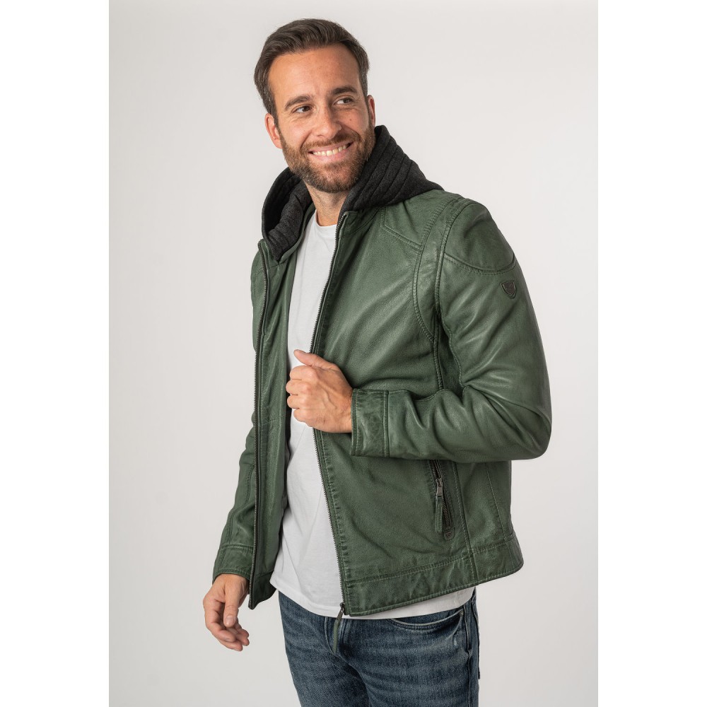 Męska skórzana kurtka Mauritius Ciemnozielona MMKarlos - readytowear