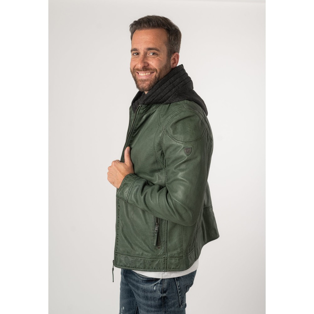 Męska skórzana kurtka Mauritius Ciemnozielona MMKarlos - readytowear