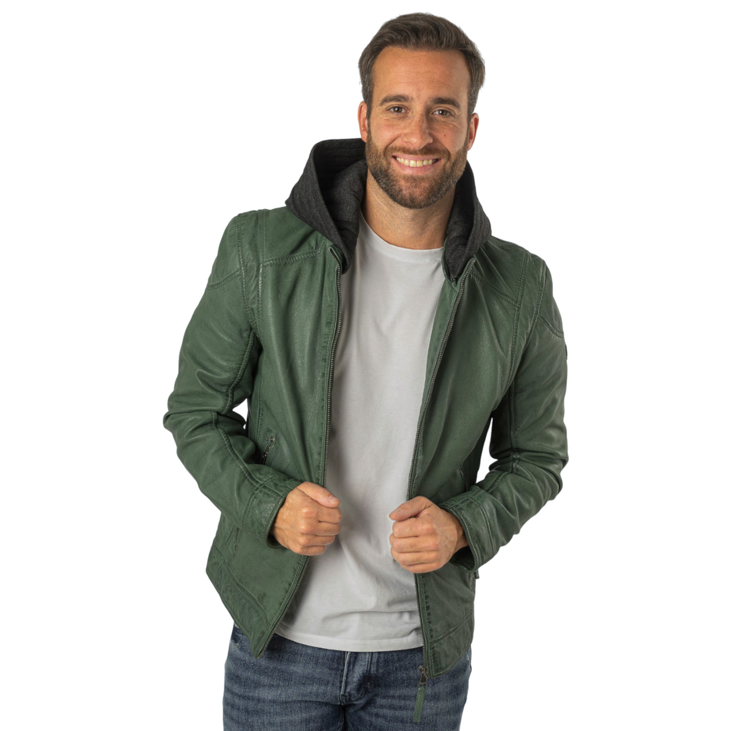 Męska skórzana kurtka Mauritius Ciemnozielona MMKarlos – Kurtki skórzane