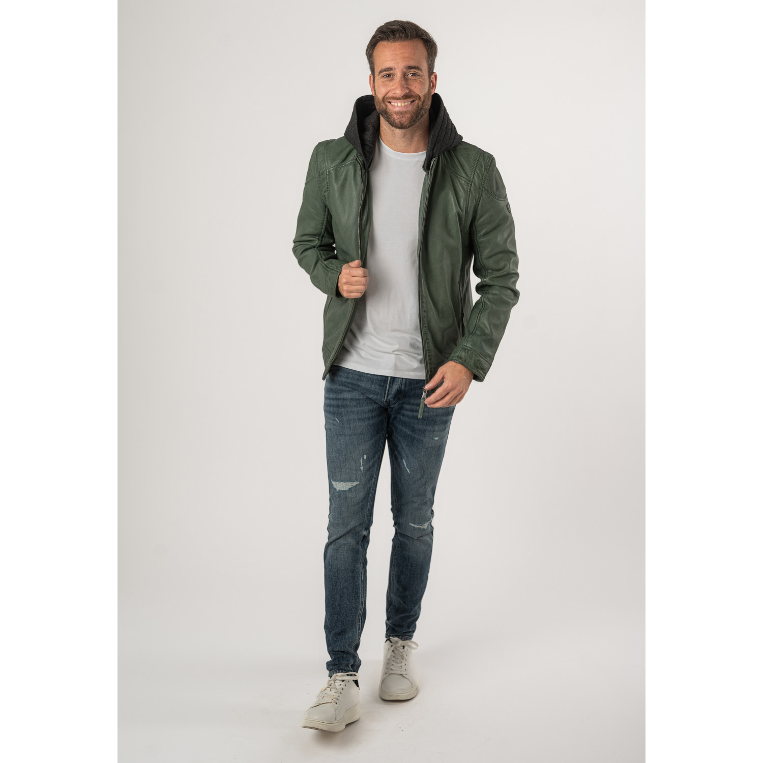 Męska skórzana kurtka Mauritius Ciemnozielona MMKarlos – Kurtki skórzane