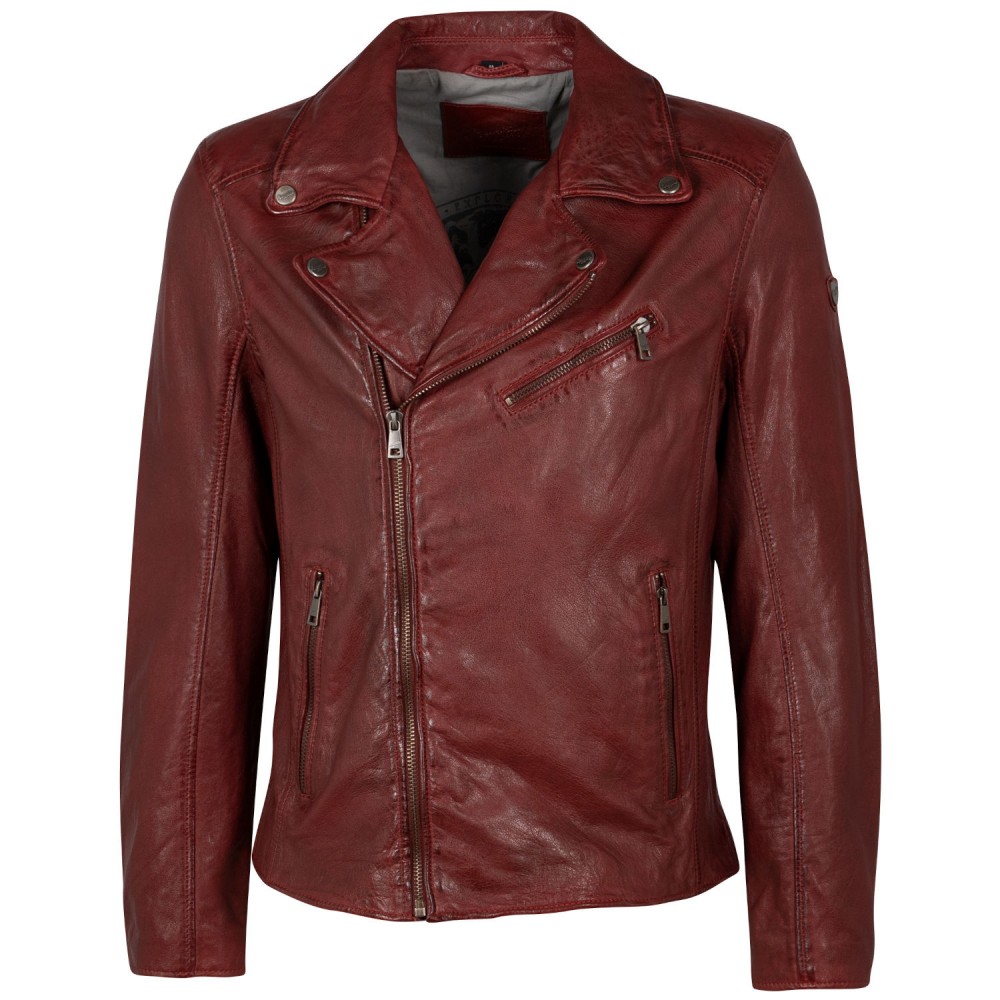 Męska skórzana kurtka Mauritius ciemnoczerwona MMKunro - readytowear