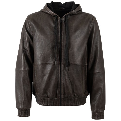 Męska skórzana kurtka Mauritius Brązowa MMKym