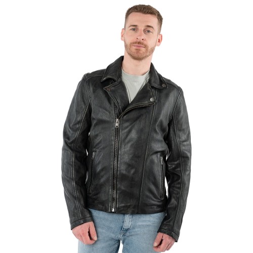Męska skórzana kurtka Mauritius Czarna Vintage MMLario