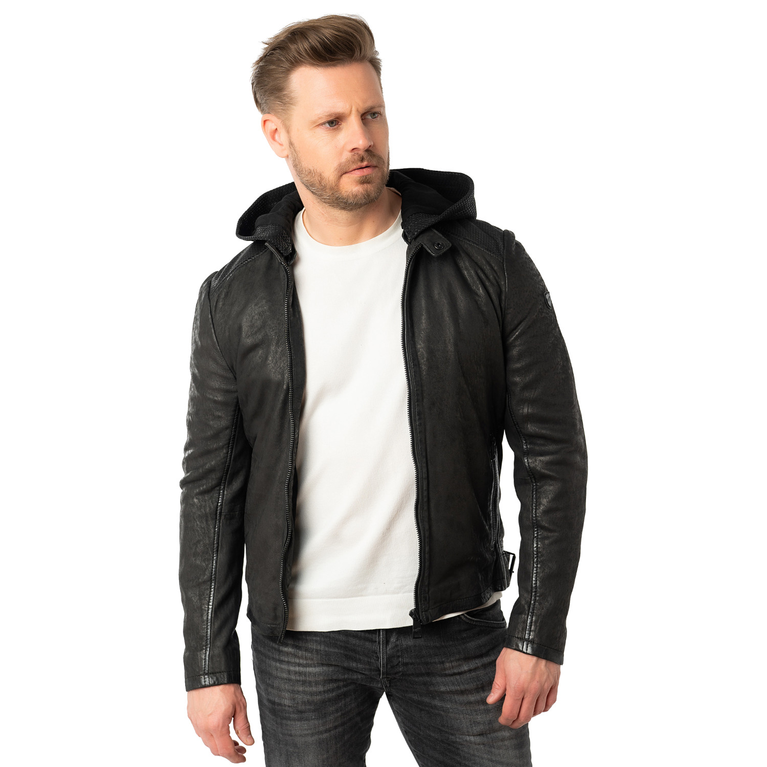 Męska skórzana kurtka Mauritius Czarna MMLurak – Kurtki skórzane