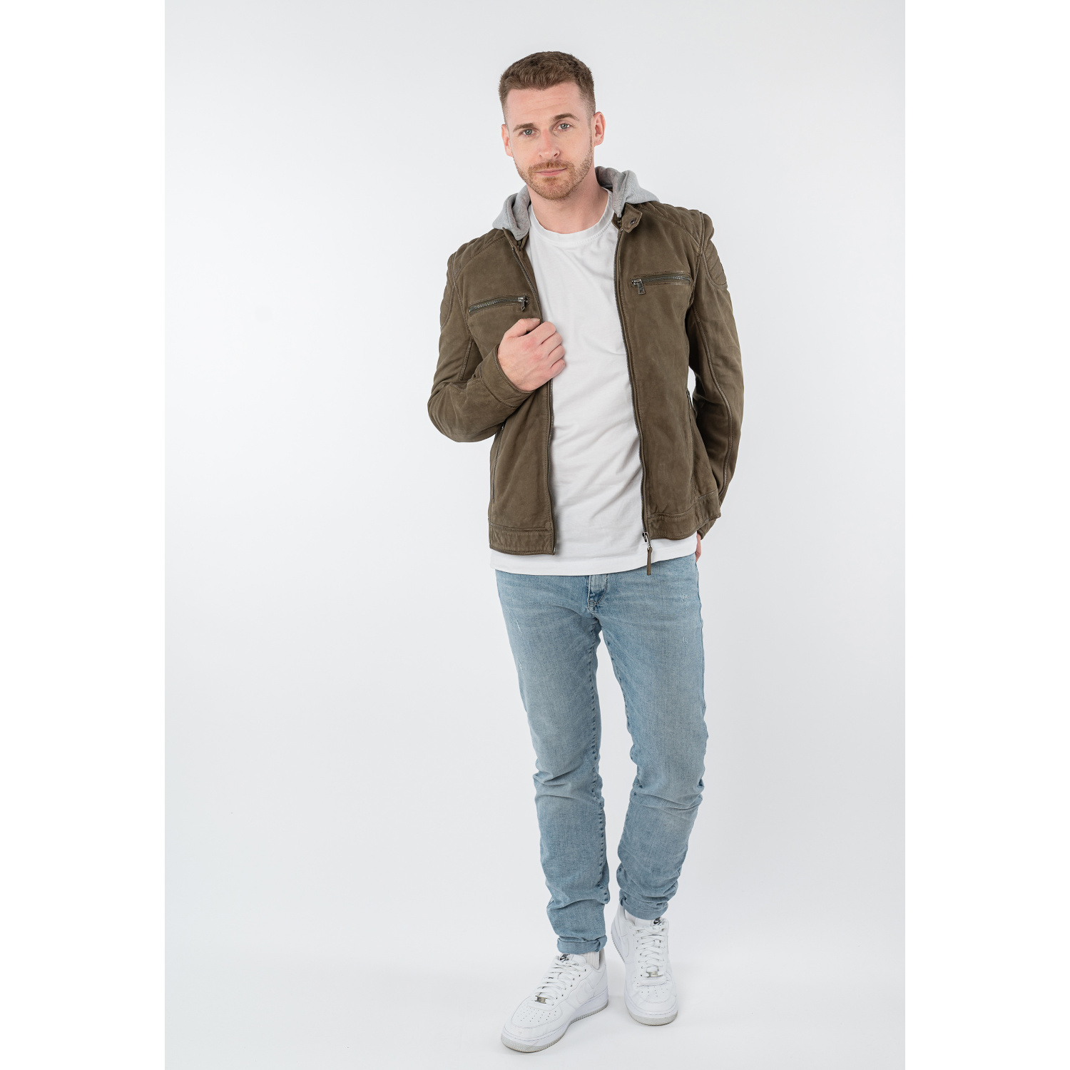 Męska skórzana kurtka Mauritius Ciemna oliwka MMMintos