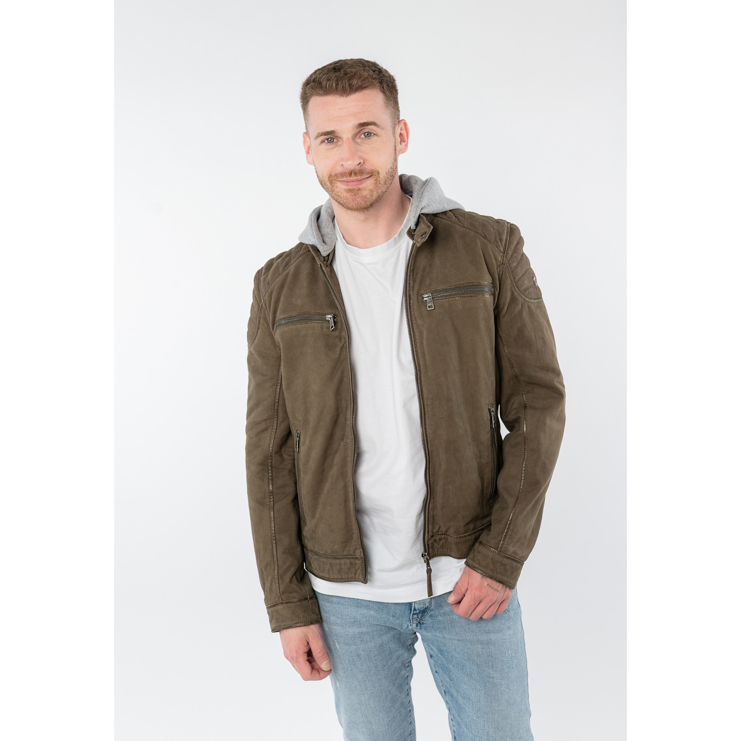 Męska skórzana kurtka Mauritius Ciemna oliwka MMMintos