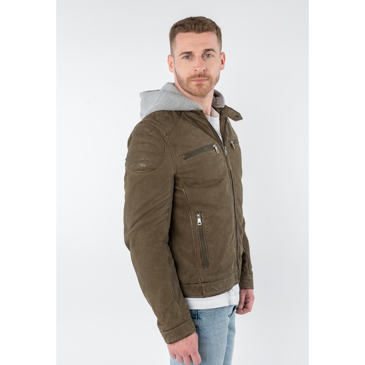 Męska skórzana kurtka Mauritius Ciemna oliwka MMMintos