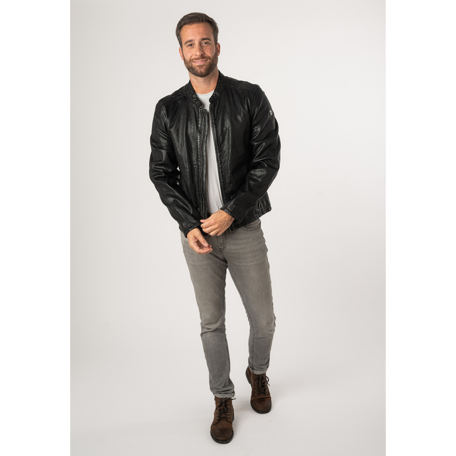 Męska skórzana kurtka Mauritius Czarna MMNelsan – Kurtki skórzane