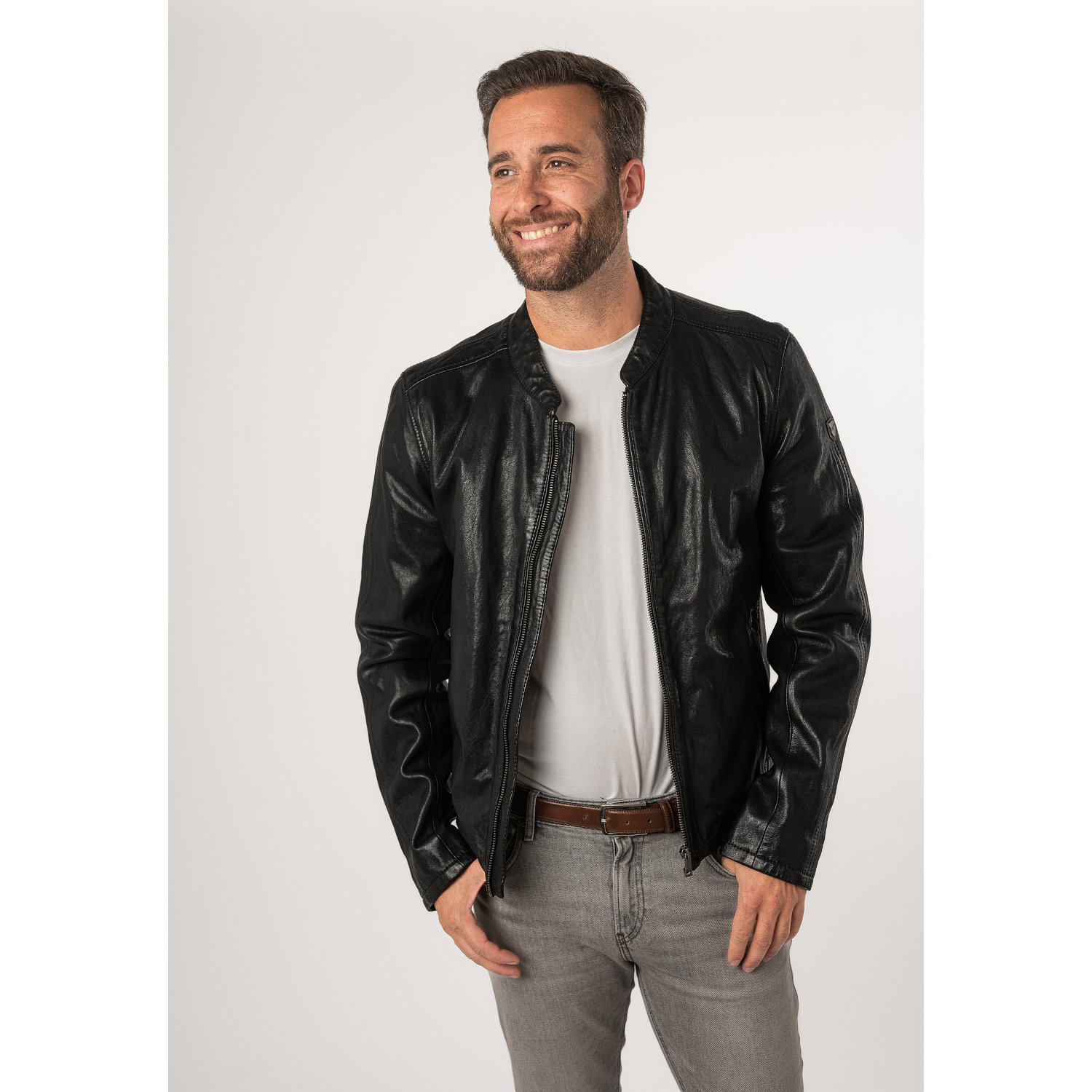 Męska skórzana kurtka Mauritius Czarna MMNelsan – Kurtki skórzane