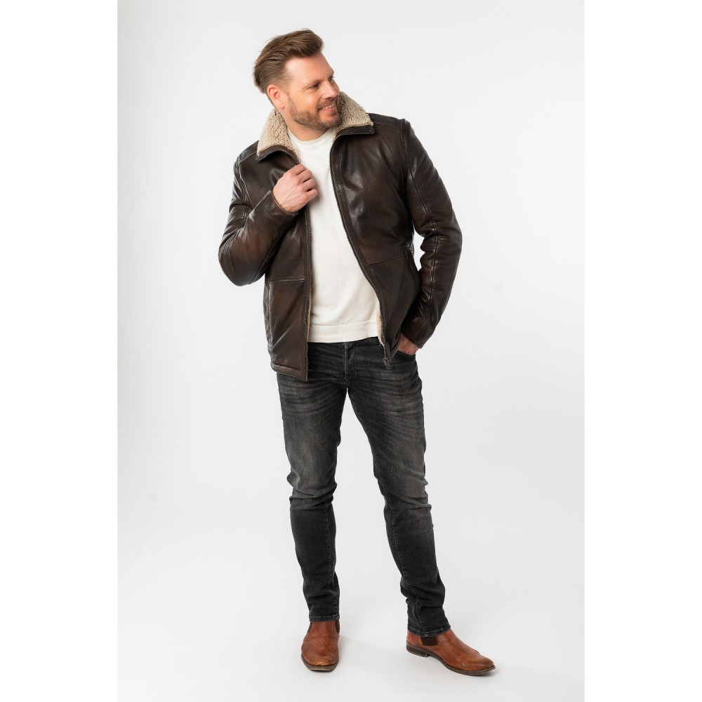 Męska skórzana kurtka Mauritius Antyczny brąz MMNuuko - readytowear