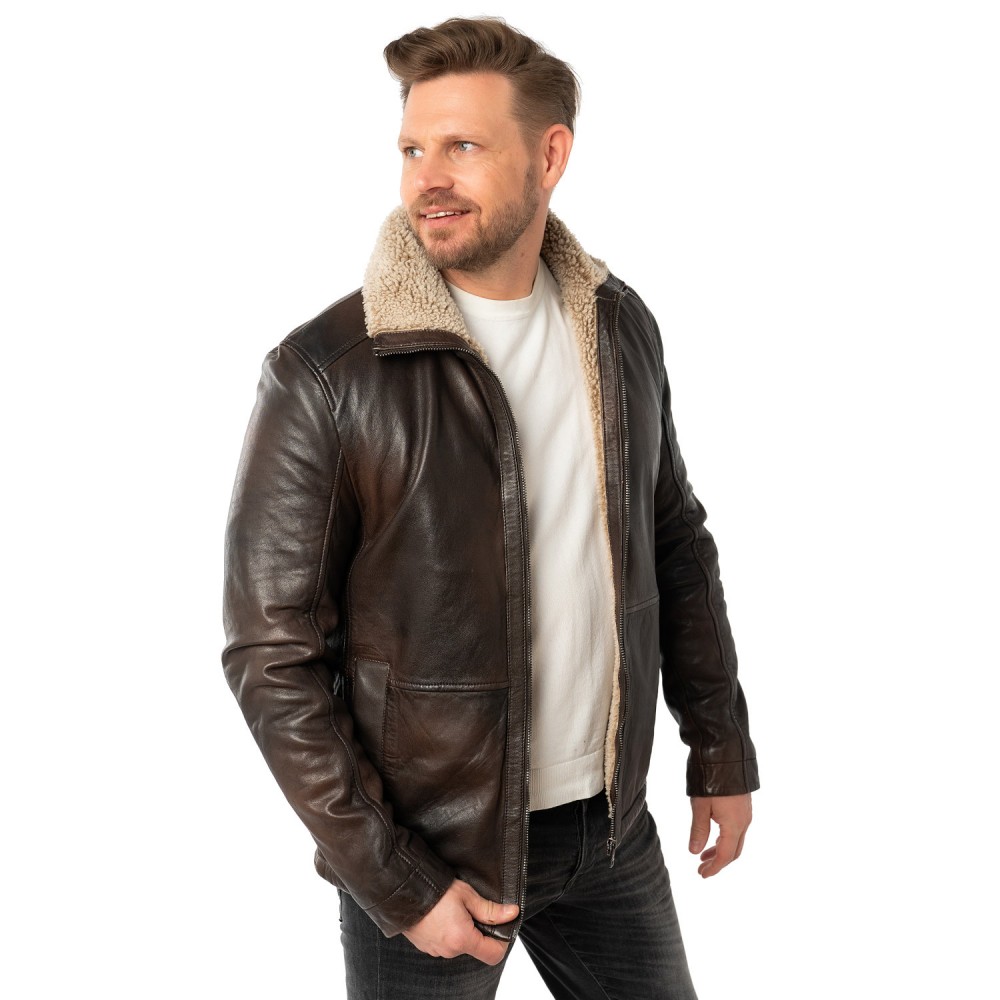 Męska skórzana kurtka Mauritius Antyczny brąz MMNuuko