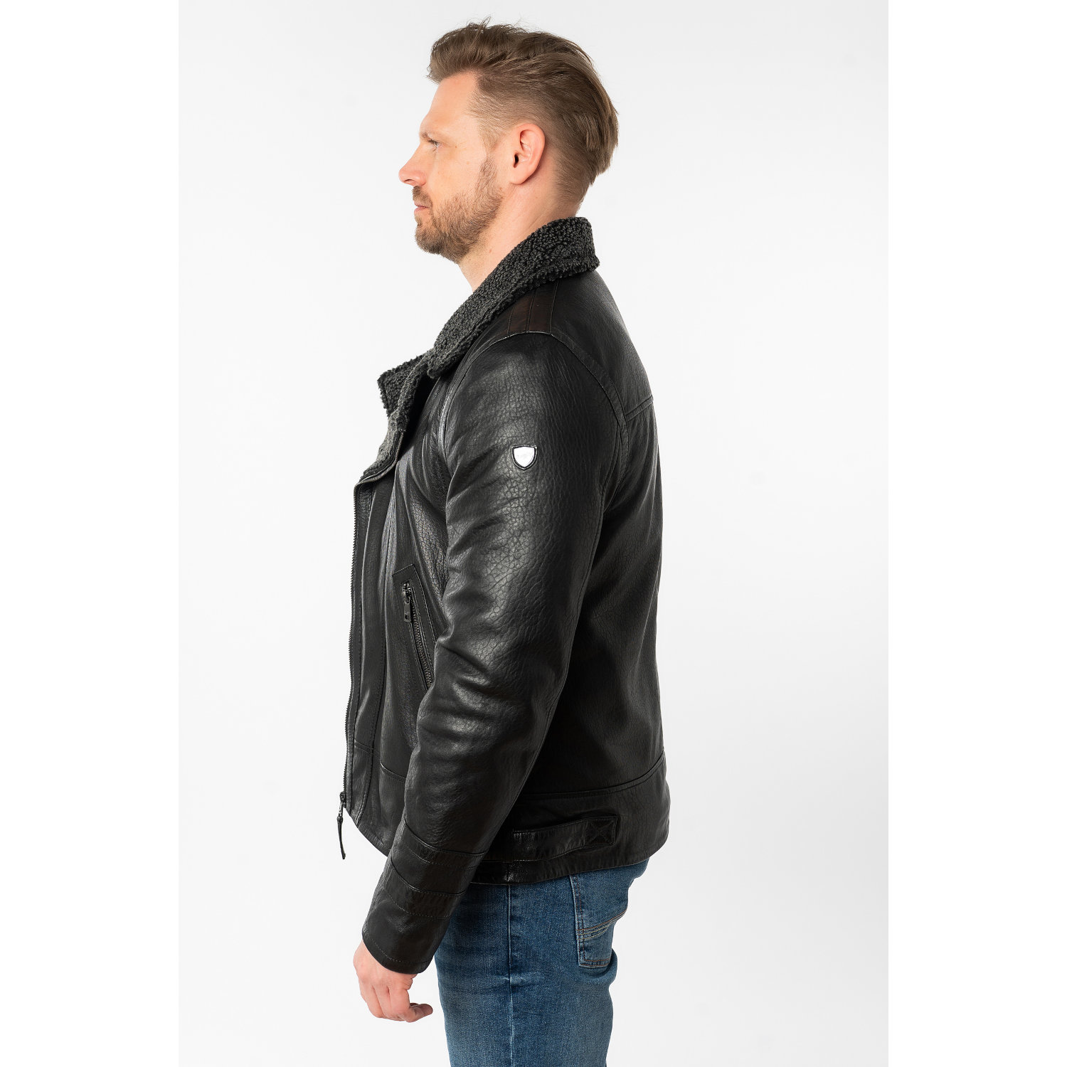 Męska skórzana kurtka Mauritius Czarna MMOrctis – Kurtki skórzane