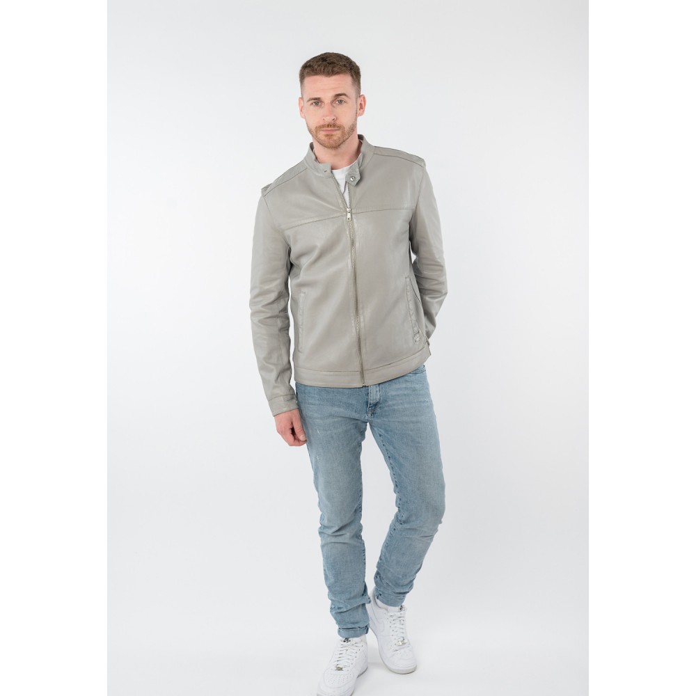 Męska skórzana kurtka Mauritius srebrnoszara MMOOrlando - readytowear